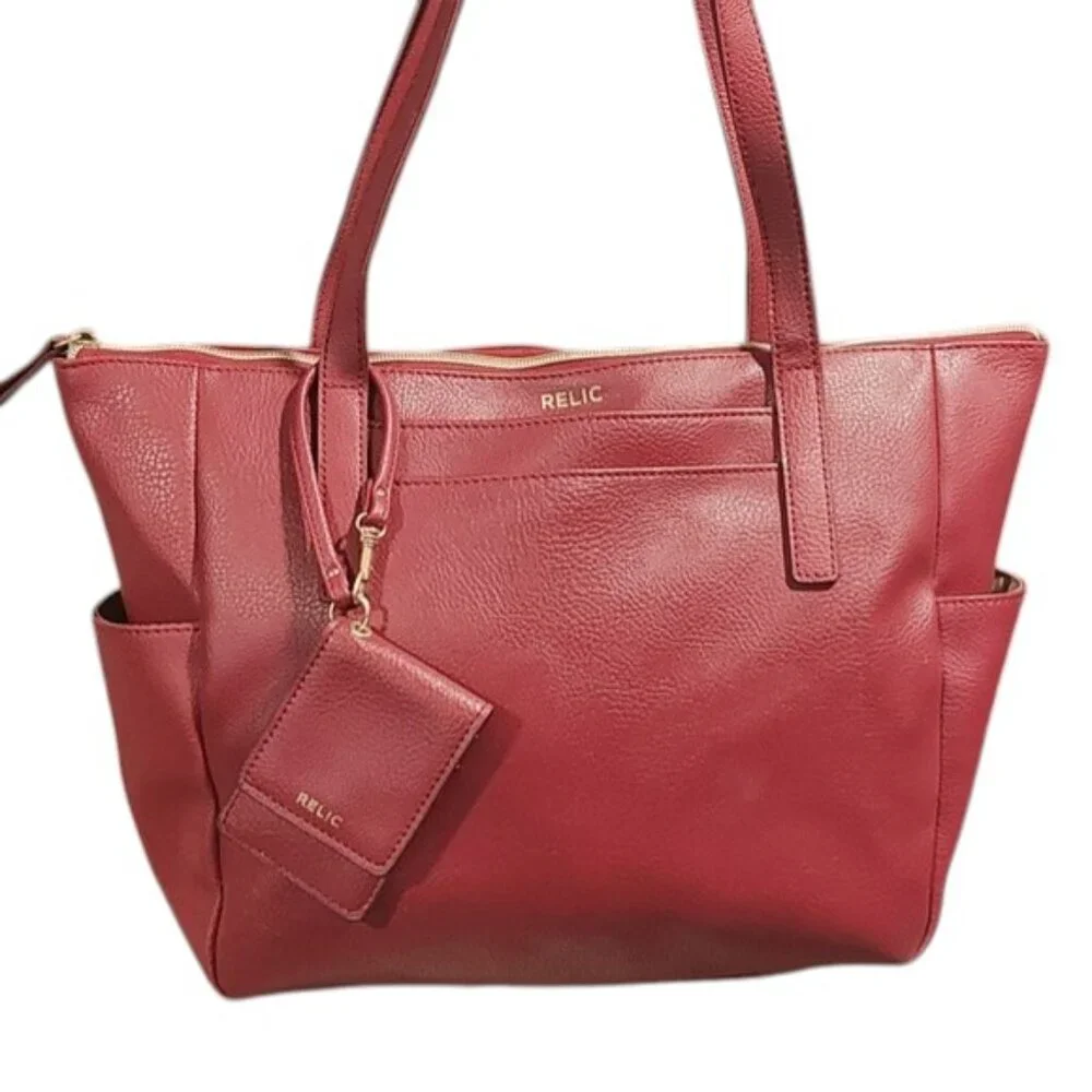 Relic | Wine Red Tote Bag | Card Holder | GUC